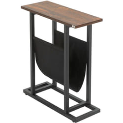 Homcom - Guéridon bout de canapé table basse d'appoint - porte-revue tissu noir - châssis métal noir plateau aspect bois
