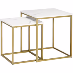 Ce superbe lot de 2 tables basses gigognes carrées style art déco apportera une touche d'élégance supplémentaire à votre inté ...