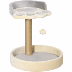 Ce modèle d'arbre à chat griffoir design patte de chat est équipé d'un panier, d'un jeu de boule suspendue et d'une plateform ...