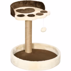 Ce modèle d'arbre à chat griffoir design patte de chat est équipé d'un panier, d'un jeu de boule suspendue et d'une plateform ...