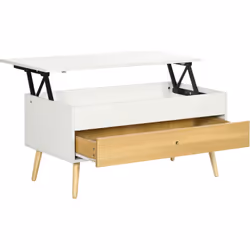 Description générale Cette élégante table basse avec plateau relevable et tiroir sublimera avec charme votre intérieur. Une f ...