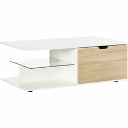 Cette jolie table basse bicolore blanc aspect chêne clair design contemporain va sublimer votre intérieur ! Son aspect origin ...