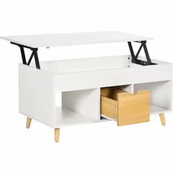 Description générale Cette élégante table basse avec plateau relevable, tiroir et niches est conçue pour sublimer votre intér ...