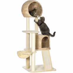 Description générale Ce superbe arbre à chat au style cosy chic, mêlant jacinthe d'eau, sisal et peluche courte, apportera un ...