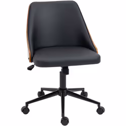 Cette jolie chaise de bureau est un objet déco à part entière ! L'acier noir du piètement se marie parfaitement avec le bois ...