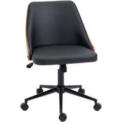 Chaise de bureau manager design vintage pivotante hauteur réglable bois peuplier acier revêtement synthétique noir