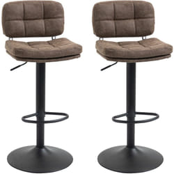 Lot de 2 tabourets de bar Vintage capitonné - pivotant, réglable - repose-pied - revêtement synthétique marron effet vieilli
