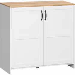 Ce superbe buffet bicolore blanc aspect bois clair apportera une ambiance cosy très chaleureuse à l'espace intérieur de votre ...