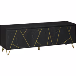 Description générale Ce superbe meuble banc TV style art déco bicolore aspect marbre noir et doré apportera une touche supplé ...