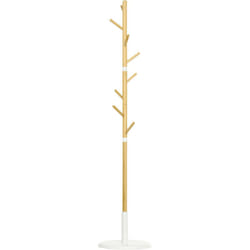 Homcom - Porte-manteau design scandinave branches 8 patères ø 37,8 x 175,6H cm piètement métal blanc bois bambou verni