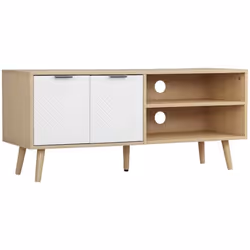 HOMCOM - Meuble TV - Panneau de particules - 110x39x48.8cm - Blanc