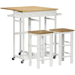 HOMCOM - chariot de cuisine - Bambou - 86x75.5x83.5cm - Bois naturel Blanc