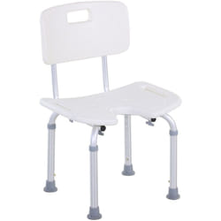 Chaise de douche siège de douche ergonomique hauteur assise réglable pieds antidérapants charge max. 136 Kg alu hdpe blanc