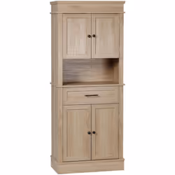 Buffet haut armoire de cuisine multi-rangement 2 placards 2 portes tiroir niche mdf panneaux aspect chêne clair