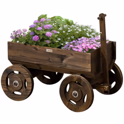 Jardinière design charrette - OUTSUNNY - dim. 120L x 53l x 55H cm - bois sapin traité carbonisation