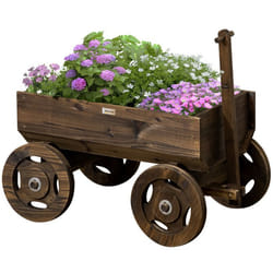 Jardinière design charrette - OUTSUNNY - dim. 120L x 53l x 55H cm - bois sapin traité carbonisation