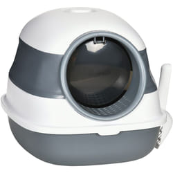 Pawhut - Maison de toilette pliable - bac à litière chat avec porte battante, pelle et filtre inclus - abs pp blanc gris