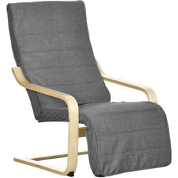 Fauteuil style nordique - repose-pied réglable - déhoussable - bois de bouleau tissu gris