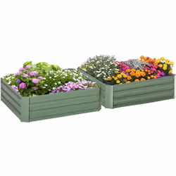Ce joli lot de 2 carrés potagers robustes en tôle d'acier ondulée vous permettra de profiter d'un généreux espace de plantati ...