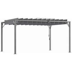 Outsunny - Pergola lames orientables dim. 3,9L x 2,95l x 2,13H m structure alu. acier époxy polyester gris