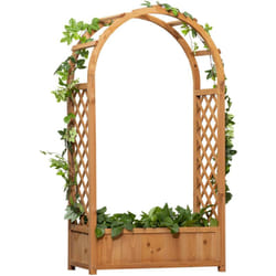 Outsunny - Jardinière avec treillis et arche - bac à fleurs - jardinière sur pied - dim. 83L x 36l x 152H cm - bois sapin pré-huilé