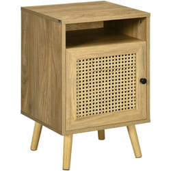 Homcom - Chevet style bohème - table de nuit design - placard, niche - aspect bois manguier rotin
