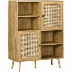 Cette jolie bibliothèque au style bohème multi-rangement équipé de 2 portes et de 4 niches vous permettra de ranger de la vai ...