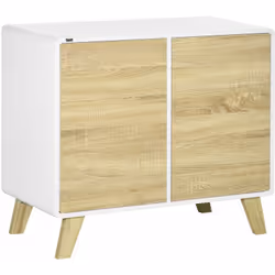 Description générale Ajoutez une touche chaleureuse scandinave à votre intérieur avec ce petit buffet bicolore blanc et aspec ...
