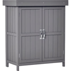Outsunny - Armoire de jardin sur pied double porte étagère et toit bitumé relevable dim. 74L x 43l x 88H cm bois sapin gris
