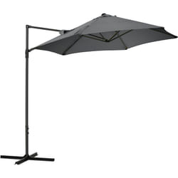Parasol déporté octogonal inclinable pivotant ø 256 cm acier polyester gris anthracite