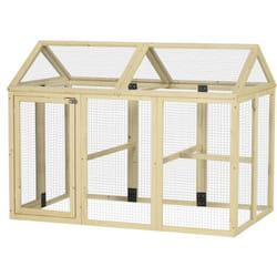 Pawhut - Enclos poulailler chenil 1,23 m² - parc grillagé dim 140L x 88,5l x 106H cm - 2 portes verrouillables - bois sapin