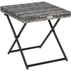 Table basse pliable de jardin style cosy chic dim. 40L x 40l x 40H cm métal époxy résine tressée imitation rotin gris