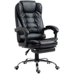 Homcom - Fauteuil de bureau fauteuil manager grand confort réglable dossier inclinable repose-pied revêtement synthétique noir