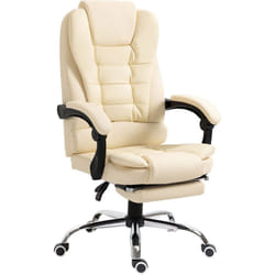 Homcom - Fauteuil de bureau fauteuil manager grand confort réglable dossier inclinable repose-pied revêtement synthétique crème