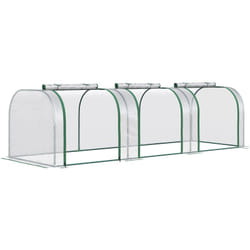 Outsunny - Serre de jardin tunnel 2,95L x 1l x 0,8H m 3 portes zippées bâche pvc transparent métal époxy vert