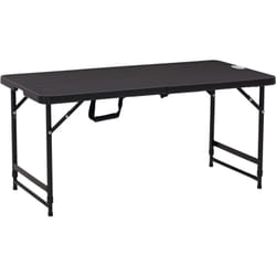Outsunny - Table de jardin pliable 4 personnes table de camping pliable hauteur réglable acier époxy plateau hdpe aspect bois gris