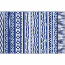 Décorez votre extérieur grâce à ce magnifique tapis style graphique bicolore bleu blanc. Moderne, design, réversible, il appo ...