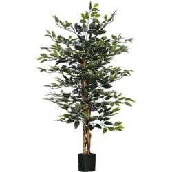 Homcom - Arbre artificiel plante artificiel ficus banian hauteur 1,3 m tronc branches liane lichen feuilles grand réalisme pot inclus