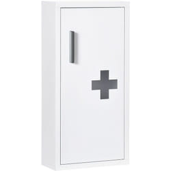 Kleankin - Armoire à pharmacie 2 étagères 3 niveaux dim. 30L x 12l x 60H cm logo croix transparent acier blanc