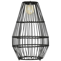 Lampadaire LED solaire de jardin style colonial dim. Ø 34 x 56H cm résine tressée filaire noire 34x34x56cm Noir