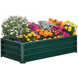 Outsunny - Carré potager de jardin dim. 120L x 60l x 30H cm tôle d'acier ondulée vert