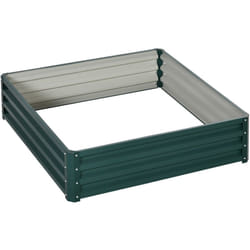 Carré potager de jardin dim. 120L x 120l x 30H cm tôle d'acier ondulée vert foncé