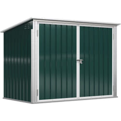 Outsunny - Abri de poubelle jardin - cache poubelle - 2 portes verrouillables, toit ouvrant - tôle d'acier blanc vert