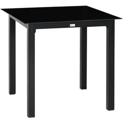 Outsunny - Table de jardin carrée 4 personnes dim. 80L x 80l x 74H cm alu. plateau verre trempé noir
