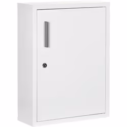 Kleankin - Armoire à pharmacie 2 étagères 3 niv. verrouillables dim. 40L x 15l x 53H cm 2 clés logo croix acier blanc