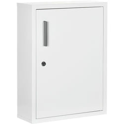 Kleankin - Armoire à pharmacie 2 étagères 3 niv. verrouillables dim. 40L x 15l x 53H cm 2 clés logo croix acier blanc