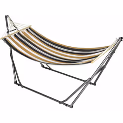 Description générale Ce hamac pliable est parfait pour se reposer et se prélasser au soleil ou à l'ombre. Sa structure en aci ...