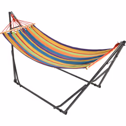 Ce hamac pliable complet une personne est idéal pour se reposer et se prélasser au soleil ou à l'ombre ! Sa structure en acie ...