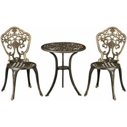 Outsunny - Ensemble bistrot de jardin 2 personnes 3 pièces aluminium aspect fer forgé bronze vieilli