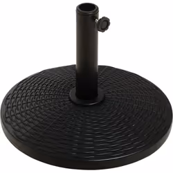 Pied de parasol rond base de lestage Ø 44 x 32 cm résine imitation rotin poids net 11 Kg noir